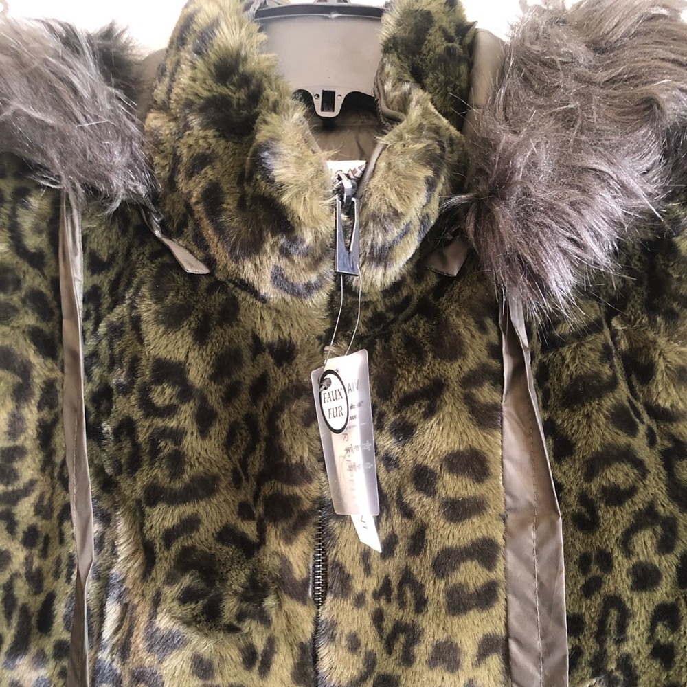 Via Spiga Womens Green Winter Faux Fur Hooded Coat Outerwear M - Picture 9 of 14